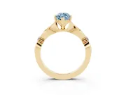 Fancy Blue Marquise Cut Diamond Solitaire Twisted Band Ring Set in Yellow gold with Accent Stones and Prong Setting