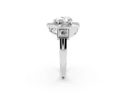 Heart Cut Diamond Milgrain Halo Ring Set in Platinum with Split Shank