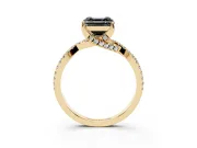 Asscher Cut Twisted Pavé Engagement Ring Setting for a Black Center | Split Shank | Yellow Gold
