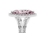 Fancy Pink Marquise Cut Diamond Halo Split Shank Pavé Ring Set in Silver with Prong Setting