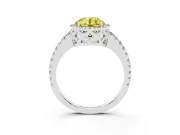 Round Pave Halo Engagement Ring Setting for a Fancy Yellow Lab-Grown Diamond | Sterling Silver