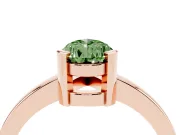 Fancy Green Pear Cut Diamond Solitaire Ring Set in Rose gold with Prong Head and Smooth Polished Band