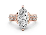Marquise Milgrain Solitaire Engagement Ring Setting | Graduated Double Row Pave | Rose Gold