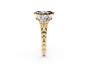 Marquise Three Stone Engagement Ring Setting for a Black Center | Braided Band | Yellow Gold