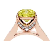 Cushion Cut Graduated Pavé Engagement Ring Setting for a Fancy Yellow Lab-Grown Diamond | Rose Gold