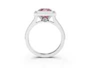 Princess Cut Vintage Milgrain Halo Engagement Ring Setting for a Fancy Pink Lab-Grown Diamond | Bezel Head | Platinum