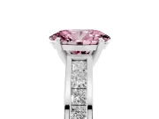 Fancy Pink Oval Cut Diamond Solitaire Ring Set in Silver with Channel-Set Band and Prong Setting