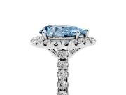 Pear-Shaped Raised Halo Engagement Ring Setting for a Fancy Blue Lab-Grown Diamond | Platinum
