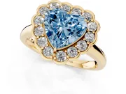 Heart-Shaped Halo Engagement Ring Setting for a Fancy Blue Lab-Grown Diamond | Yellow Gold - Design NV-24719