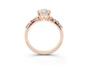 Marquise Cut Diamond Solitaire Vine Band Ring Set in Rose gold with Round Accents and Prong Setting