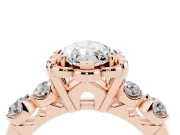 Marquise Floral Engagement Ring Setting | Petal Frame and Side Stones | Rose Gold