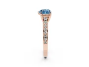 Heart-Shaped Graduated Pavé Engagement Ring Setting for a Fancy Blue Lab-Grown Diamond | Rose Gold