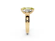 Fancy Yellow Three-Stone Marquise Cut Diamond Ring Set in Yellow gold with Matching Prong Settings and Plain Band