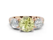 Round Three Stone Engagement Ring Setting for a Fancy Yellow Lab-Grown Diamond | Tapered Pave Band | Rose Gold