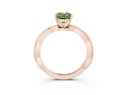 Oval Twisted Engagement Ring Setting for a Fancy Green Lab-Grown Diamond | Beaded Twist | Rose Gold