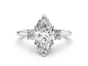 Marquise Three Stone Engagement Ring Setting | Round Side Stones | Platinum