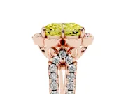 Radiant Cut Floral Halo Engagement Ring Setting for a Fancy Yellow Lab-Grown Diamond | Pavé Split Shank | Rose Gold