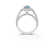 Fancy Blue Marquise Cut Diamond Halo Pavé Split Shank Ring Set in Platinum with Prong Setting