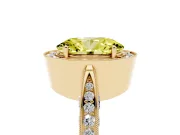 Oval Milgrain Halo Engagement Ring Setting for a Fancy Yellow Lab-Grown Diamond | Side Stones | Yellow Gold