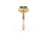 Oval Halo Engagement Ring Setting for a Fancy Green Lab-Grown Diamond | Pavé Band | Yellow Gold