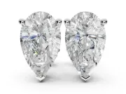 Pear-Shaped Lab-Grown Diamond Solitaire Basket Stud Earrings | Open Gallery | White Gold