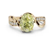 Oval Bypass Solitaire Engagement Ring Setting for a Fancy Yellow Lab-Grown Diamond | Pavé Strands | Yellow Gold