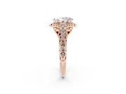 Oval Hidden Halo Filigree Engagement Ring Setting | Pavé Shoulders | Rose Gold