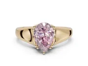 Pear-Shaped Double Claw Solitaire Engagement Ring Setting for a Fancy Pink Lab-Grown Diamond | Yellow Gold