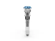 Round Engagement Ring Setting for a Fancy Blue Lab-Grown Diamond | Three Stone | White Gold