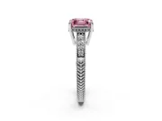 Asscher Cut Engraved Engagement Ring Setting for a Fancy Pink Lab-Grown Diamond | Platinum