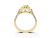 Pear-Shaped Halo Engagement Ring Setting for a Fancy Yellow Lab-Grown Diamond | Pavé Panel Shoulders | Yellow Gold
