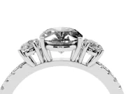 Fancy Black Oval Cut Diamond Three-Stone Ring Set in White gold with Pavé Band and Graduated Sides