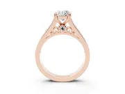 Oval Cathedral Channel Set Engagement Ring Setting | Double Claw Prongs | Rose Gold