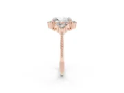 Radiant Cut Vintage Cluster Engagement Ring Setting | Beaded Edges | Rose Gold