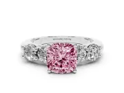 Cushion Cut Five Stone Engagement Ring Setting for a Fancy Pink Lab-Grown Diamond | Plain Band | Sterling Silver