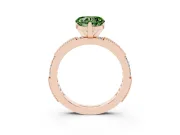 Fancy Green Heart Cut Diamond Solitaire Ring Set in Rose gold with Slim Pavé Band and Prong Setting