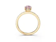 Fancy Pink Marquise Cut Diamond Pavé Band Ring Set in Yellow gold with Prong-Set Center Stone