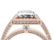 Princess Cut Diamond Halo Pavé Split Shank Ring Set in Rose gold with Prong Setting