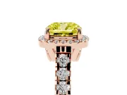 Cushion Cut Accented Halo Engagement Ring Setting for a Fancy Yellow Lab-Grown Diamond | Rose Gold