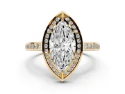 Marquise Sectioned Halo Engagement Ring Setting | Pavé Gallery and Band | Yellow Gold
