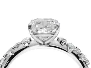 Cushion Cut Solitaire Engagement Ring Setting | Graduated Scattered Accents | White Gold