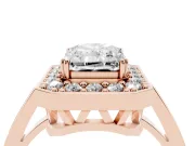 Radiant Cut Halo Engagement Ring Setting | Polished Halo Rim | Rose Gold