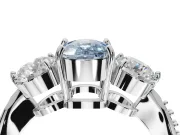 Cushion Cut Three Stone Engagement Ring Setting for a Fancy Blue Lab-Grown Diamond | Tapered Pave Band | White Gold