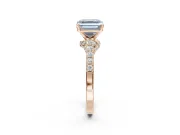 Asscher Cut Pavé Solitaire Engagement Ring Setting for a Fancy Blue Lab-Grown Diamond | Crossover Gallery | Rose Gold