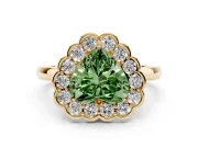 Heart-Shaped Halo Engagement Ring Setting for a Fancy Green Lab-Grown Diamond | Yellow Gold - Design NV-24719