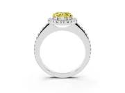 Heart-Shaped Pave Halo Engagement Ring Setting for a Fancy Yellow Lab-Grown Diamond | Pave Band | Sterling Silver