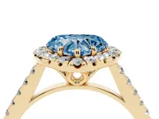 Heart-Shaped Raised Halo Engagement Ring Setting for a Fancy Blue Lab-Grown Diamond | Yellow Gold