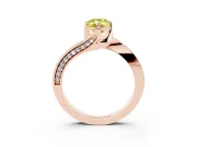 Emerald Cut Bypass Pavé Solitaire Engagement Ring Setting for a Fancy Yellow Lab-Grown Diamond | Angled Head | Rose Gold
