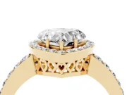 Heart-Shaped Halo Pave Engagement Ring Setting | Heart Cutout Gallery | Yellow Gold