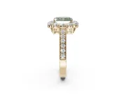 Radiant Cut Halo Engagement Ring Setting for a Fancy Green Lab-Grown Diamond | Yellow Gold - Design NV-24711